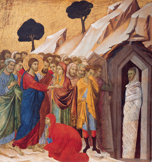 'The_Raising_of_Lazarus',_tempera_and_gold_on_panel_by_Duccio_di_Buoninsegna,_1310–11,_Kimbell_Art_Museum